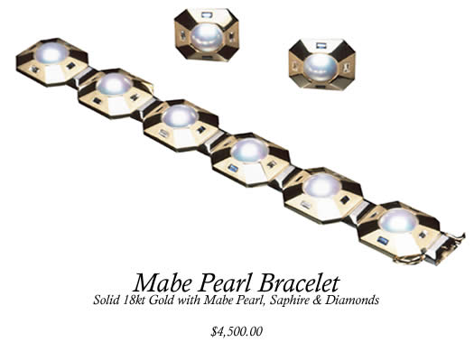 18kt Gold, Mabe, Saphire and Diamond Bracelet